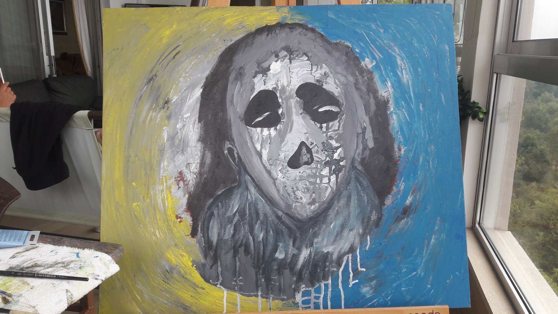 Black and yellow, self-portrait after Rothko